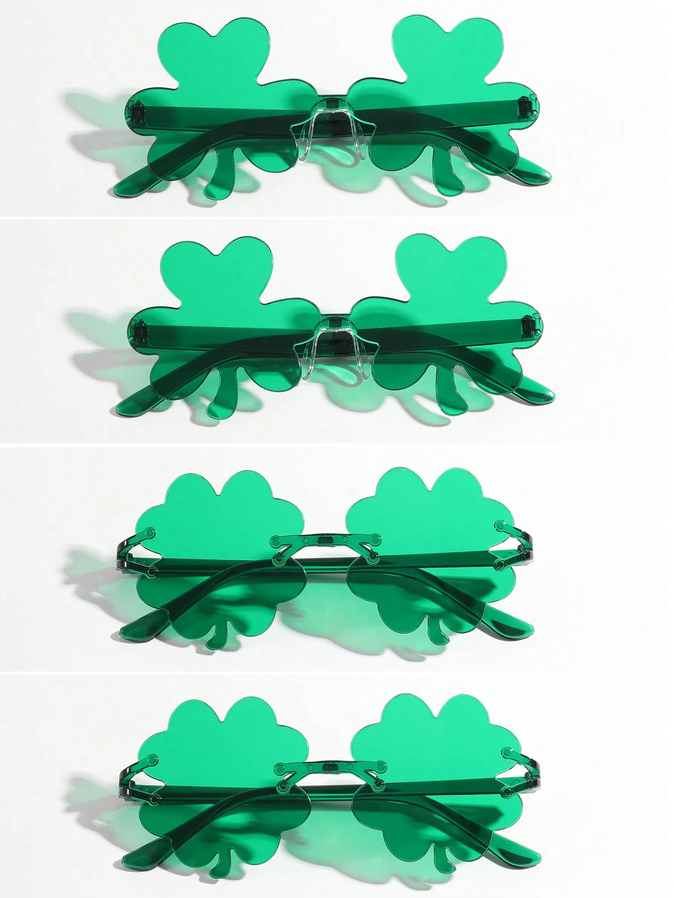 4 pieces of clover green decorative glasses for St. Patrick's Day and Irish Day