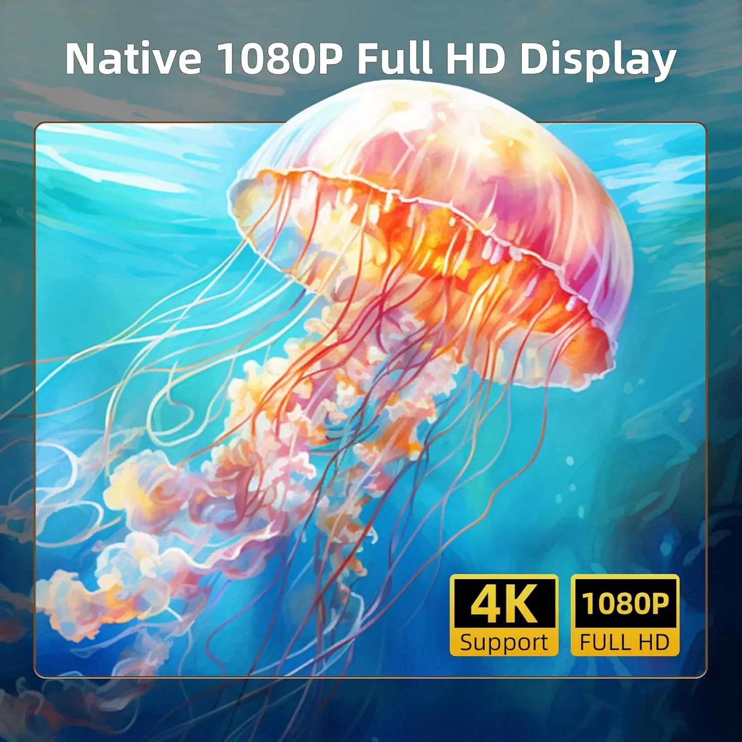 Tragbarer Mini-Projektor mit 4K-Unterstützung, Full HD 1080P, 270 °   Rotation für Smartphone, TV-Stick, Laptop