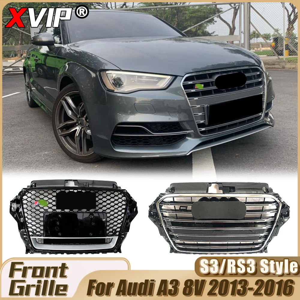 

XVIP Chrome S3 Style Front Bumper Grille For Audi A3 8V 2013-2016 Black Frame RS3 Style Racing Grilles With Quattro Upper Grill