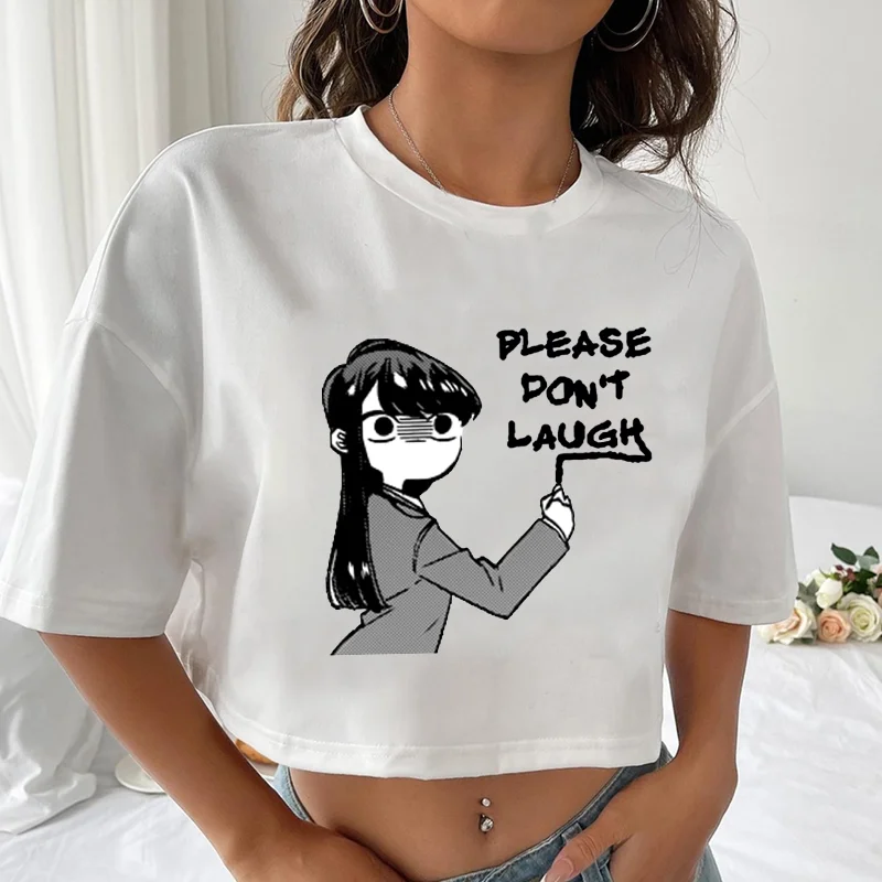 Funny cute Shouko komi graphic print T-shirt women's summer personalized short T-shirt top revealing T-shirt