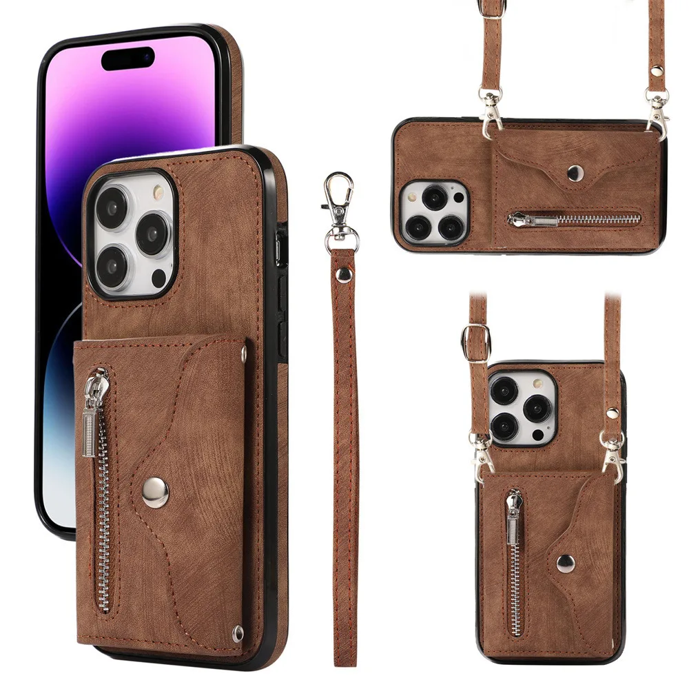 

Wallet Case for iPhone 15/14 Series, RFID Blocking Leather Cover with Card Slot and Kickstand Shell