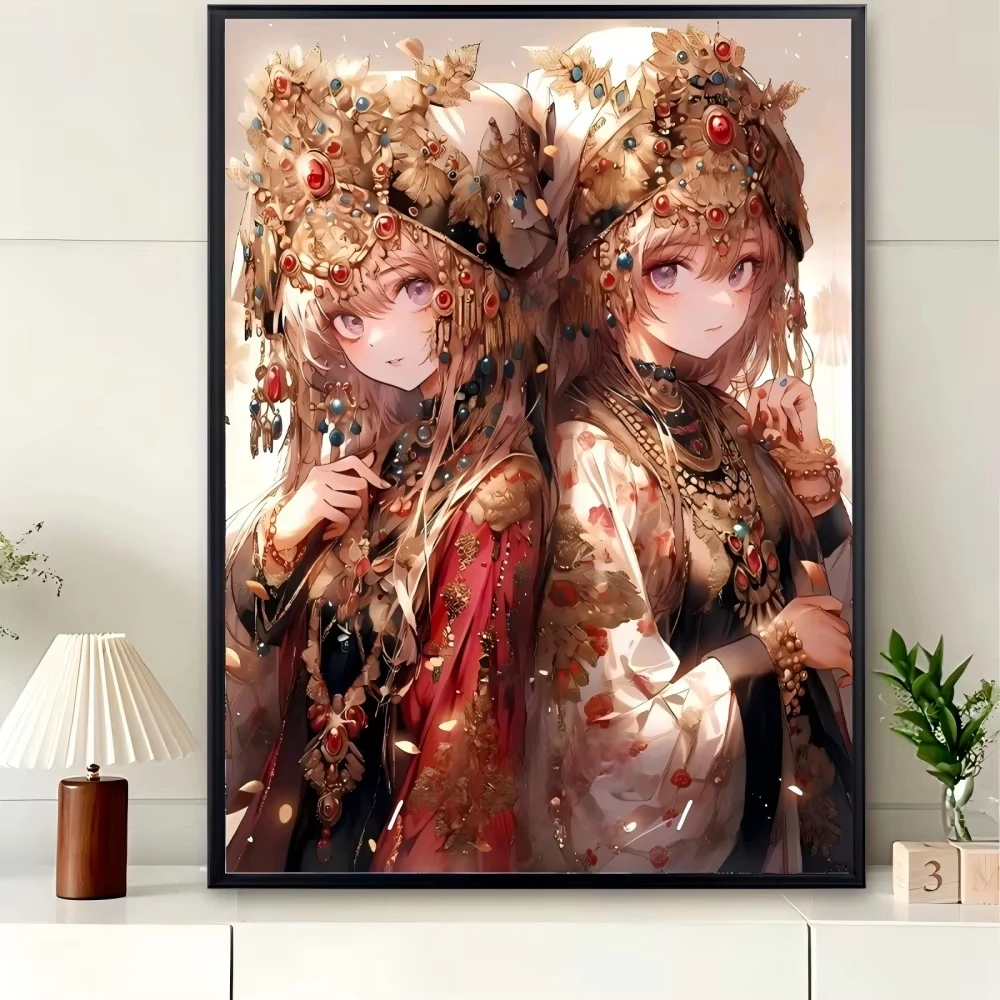 5D DIY Diamant-Malerei-Set Anime-Mädchen-Szene Charakter-Kunst Vollflächiges Strass-Mosaik Wanddekoration Bastelset Geschenk für Zuhause