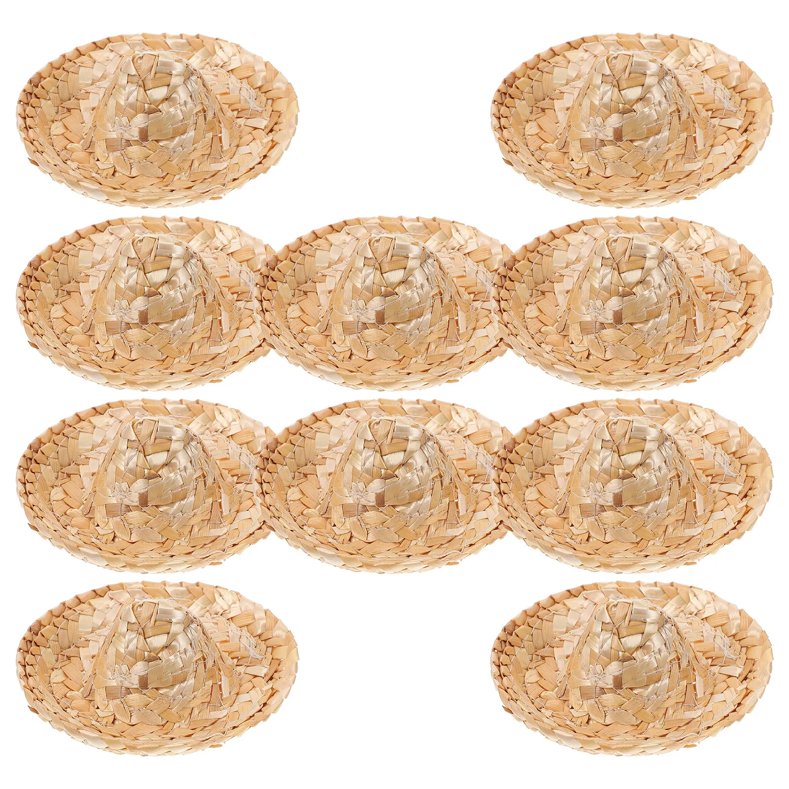 

10Pcs Adorable Woven Straw Hats Mini Decor Props Safe for Kids Pets and Creative Photoshoots Small Straw Hat Woven Hat