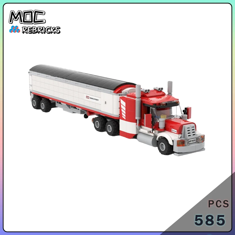 MOC Schwerlast-Getreideanhänger-LKW Baustein-Set Landwirtschaftliches Logistik-Transportfahrzeug-Modell Geschenk für Erwachsene