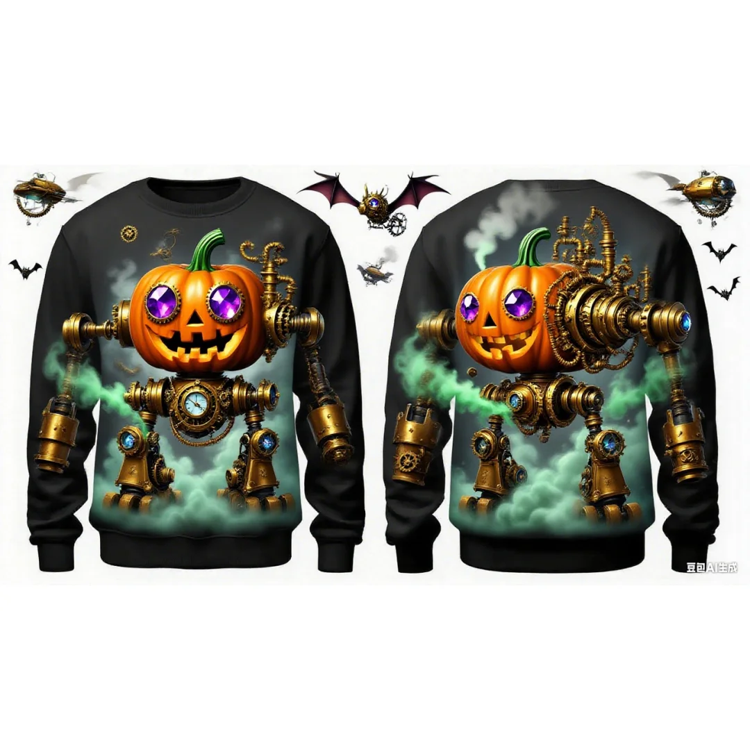 Механическая толстовка с рисунком тыквы на Хэллоуин, 3D принт, весенне-осенняя модная уличная одежда для отдыха, мужские и женские толстовки Y2K
