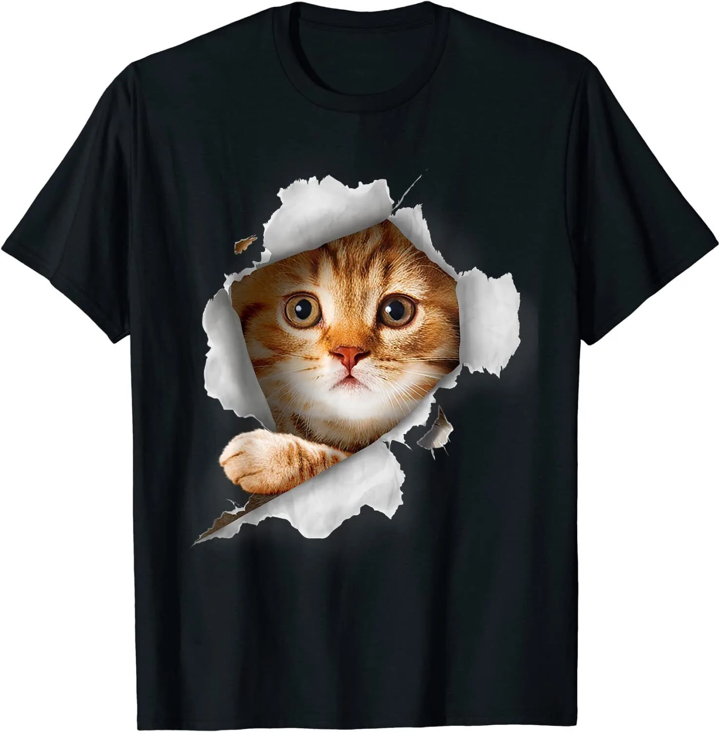 Cat Shirt, Orange Cat Kittie Torn Cloth Kittie Design Unisex T-Shirt