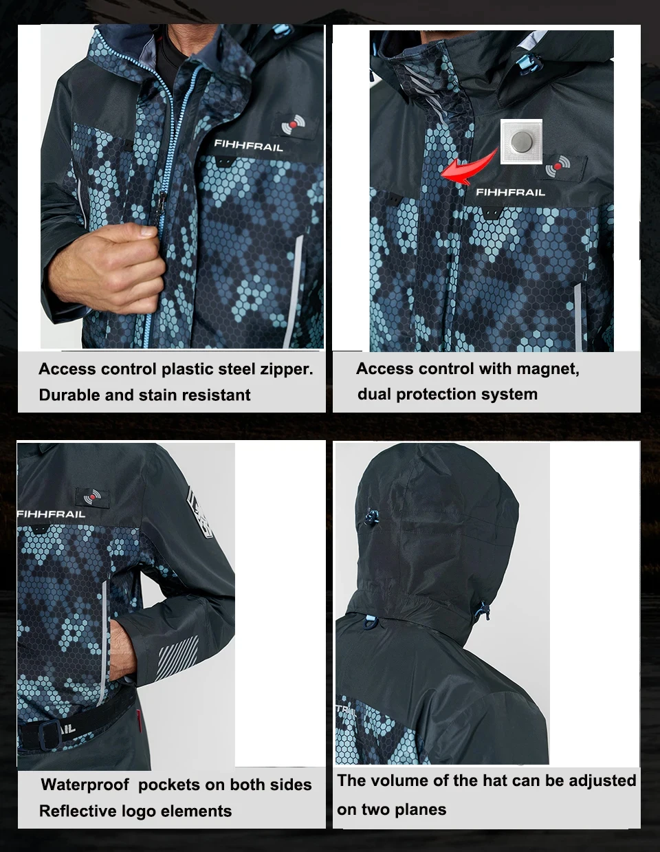 MUDWAY-Camogrey Jacke für ATV, UTV, Schlammreiten, Angeln, Jagd, Speedmaster, wasserdicht, atmungsaktiv, warm halten, Winterfrühling – Detail 9