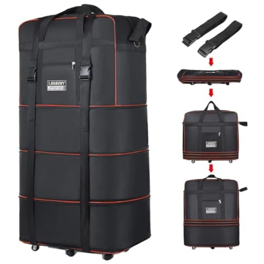 

Travel bag with wheels, expandable, foldable, luggage bag, large capacity foldable rolling travel bag, suitable for men and wom
