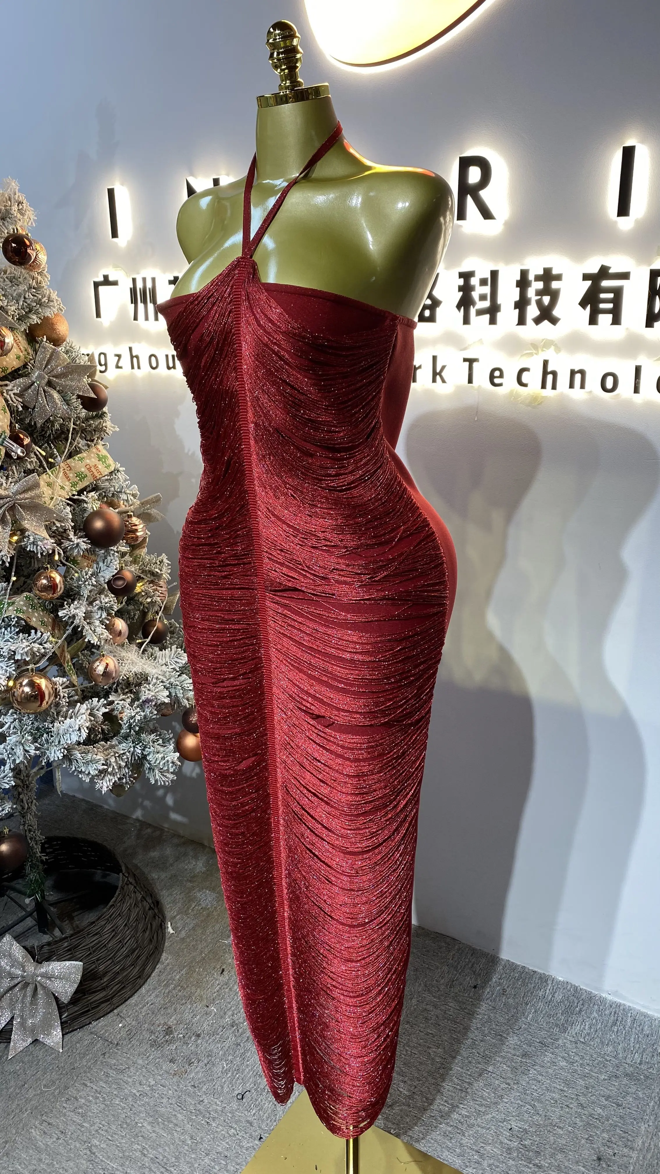 فستان ماكسي أنيق بدون ظهر، فستان سهرة نسائي أنيق.-GZXX319 #2