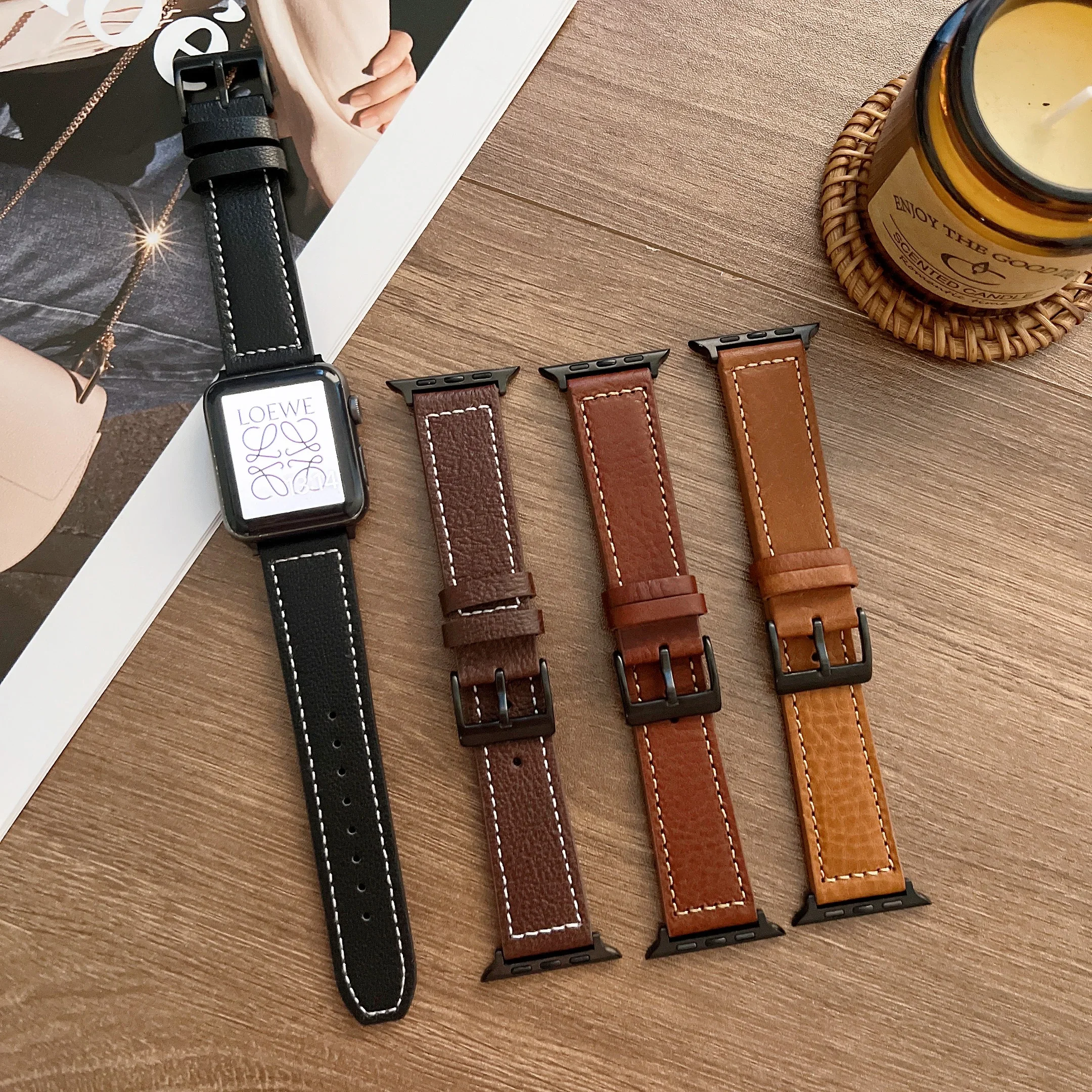 

Ремешок кожаный для Apple watch band 45 мм 44 мм 42 мм 46 мм