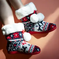 Women Christmas Gift Winter Shoes Winter Warm House Slippers Comfy Houseshoes Bedroom Soft Sole Home Shoes Boots