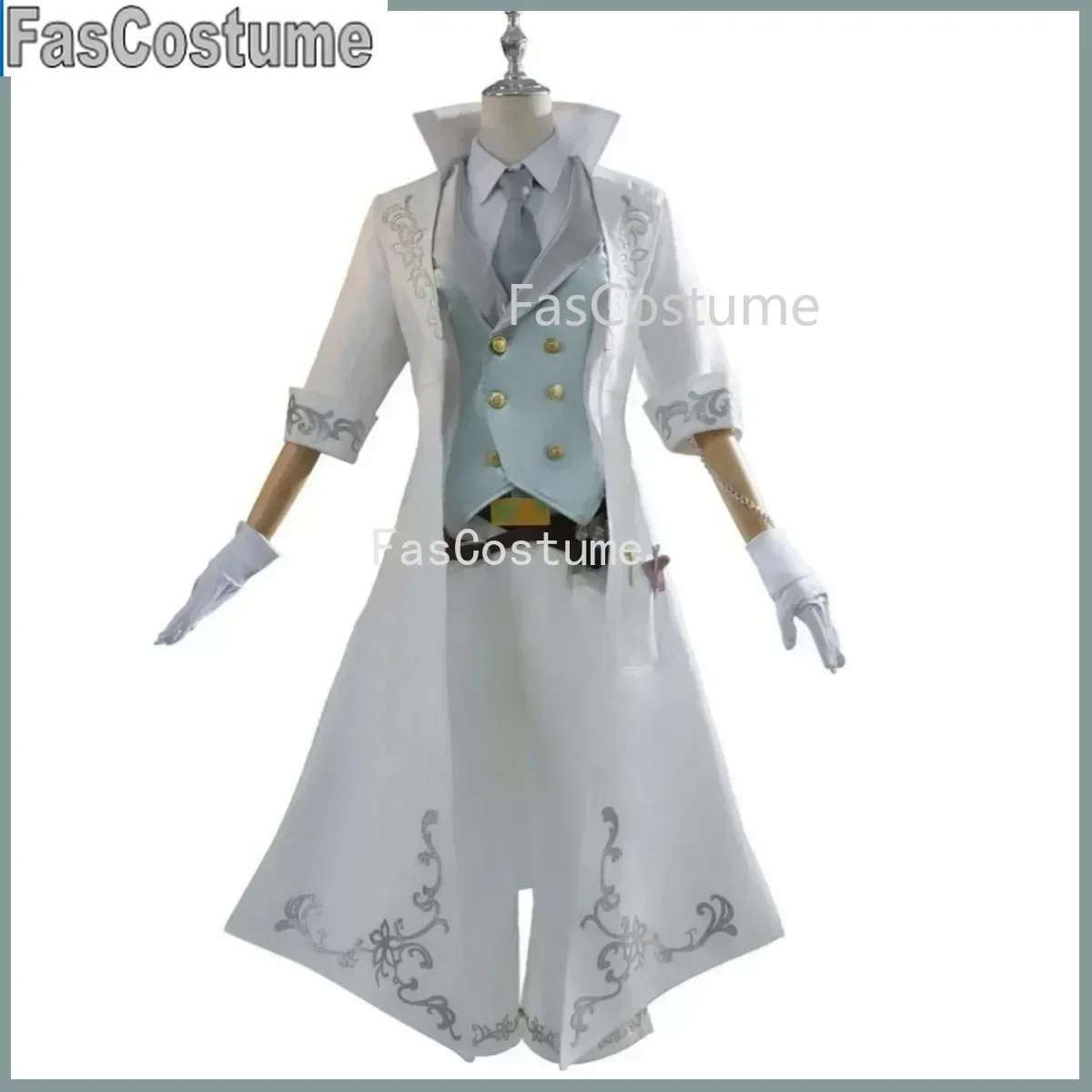 

FasGame Identity Ⅴ Luca Balsa Prisoner Cosplay Costume Survivor Paranormal Detective Skin White Tuxedo Uniform Man Carnival Suit