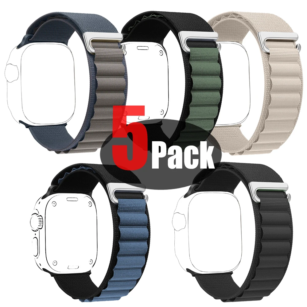 

5pcs strap for apple watch 10 46mm 42mm 9 8 7 6 5 4 se 45mm 44mm 41mm 40mm band Alpine Loop strap iwatch Ultra 2 49mm Bracelet