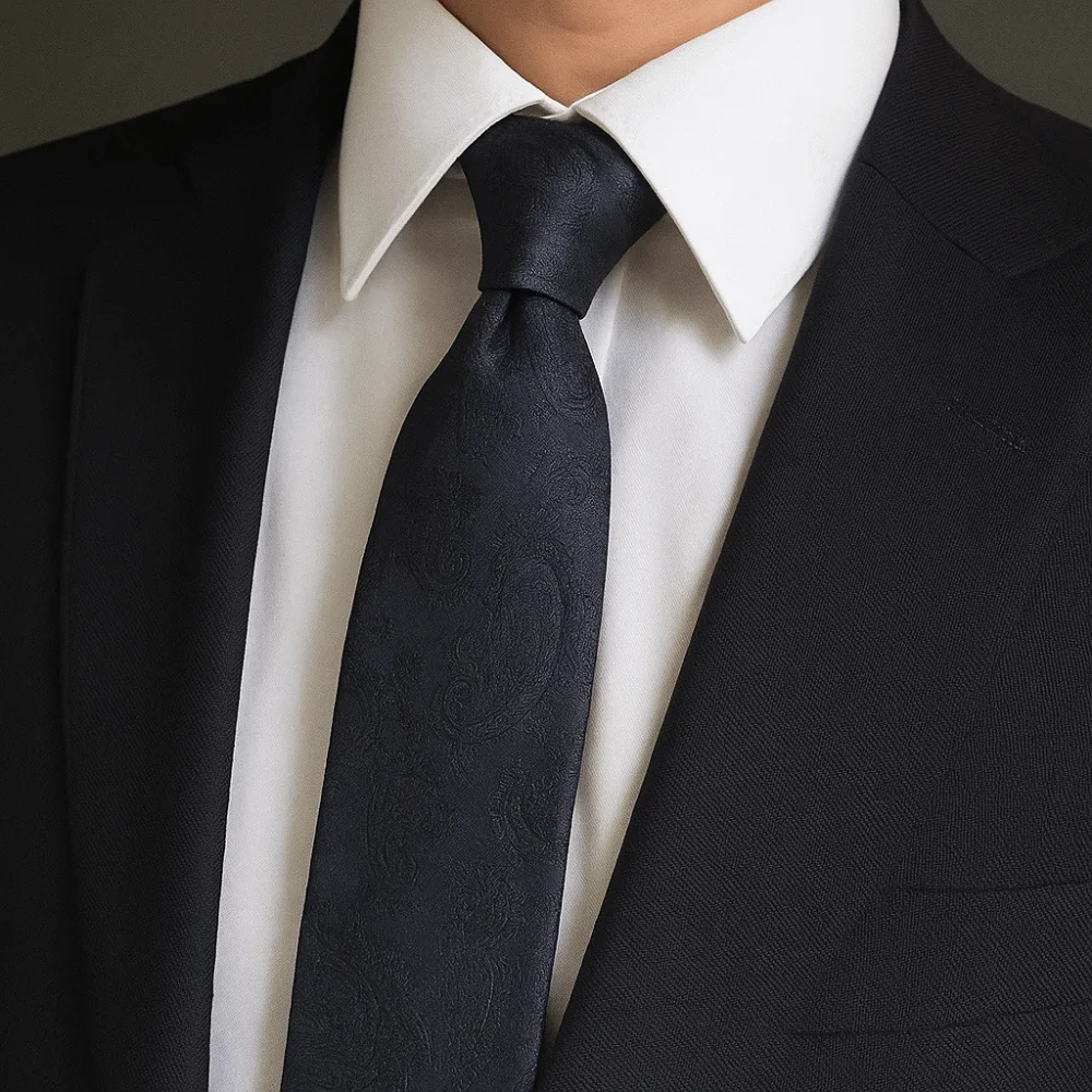 أزياء الصلبة اللون الأسود ربطة العنق المشارب الجاكار الرجال ربطة العنق لينة الأزهار الرجعية Cravat الأولاد