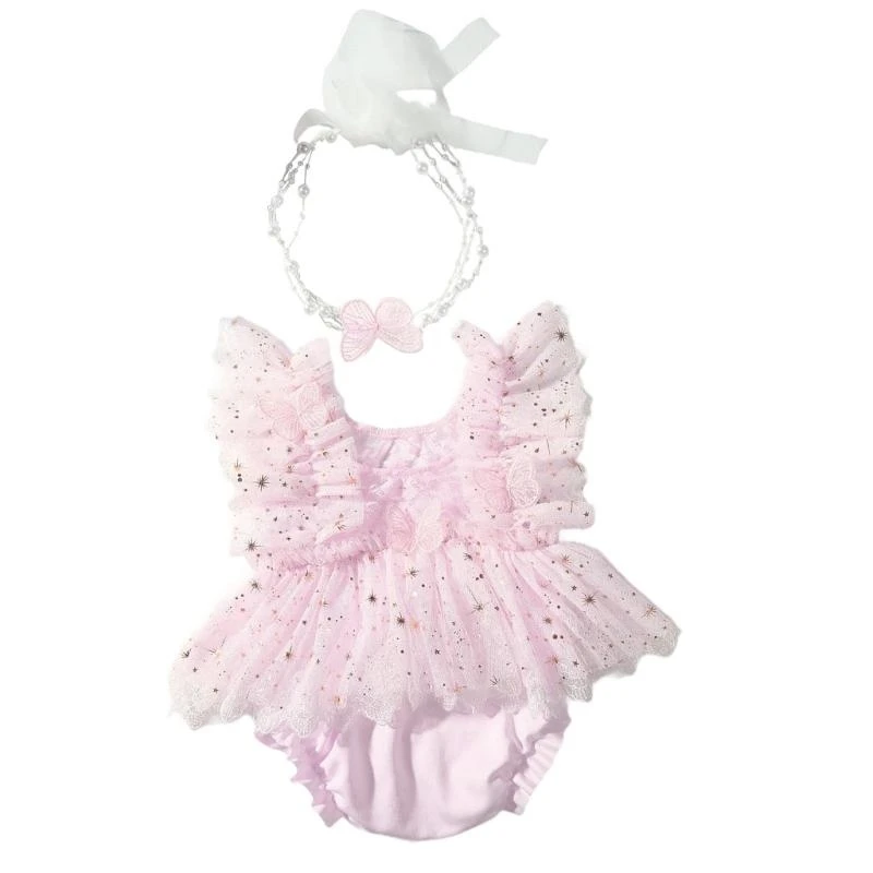 

23GD Профессиональные новорожденные фотосессии костюм бабочка кружевные детали для комбинезон