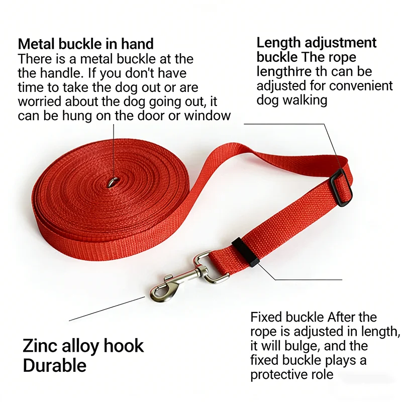 1.5M‑50M Adjustable Long Dog Leash Nylon Overlength Training Rope Puppy Outdoor Extended Control Dog Lead Pet Dog Accessories