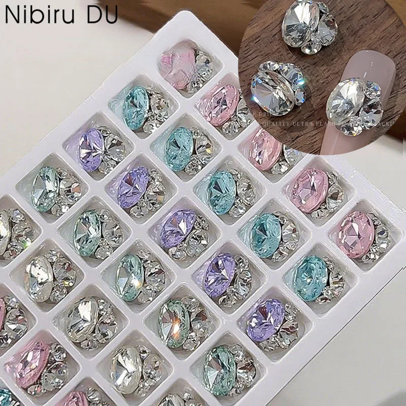 5PCS k9 Handmade Crystal Diamonds Stacked Nail Art Rhinestones Charms Gem Jewelry Parts Accessories For Nails Decoration DIY