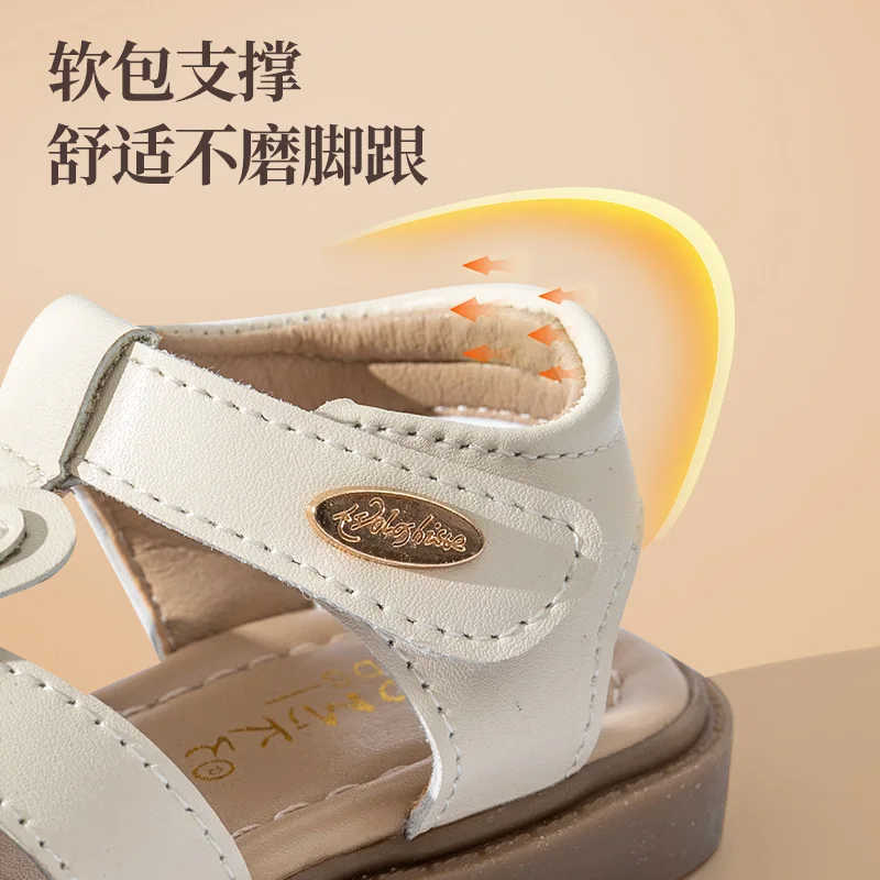 2024 New Summer New Little Princess Sandals Breathable Non-slip Bao Head Microfiber Baby Walking Sandals for Women