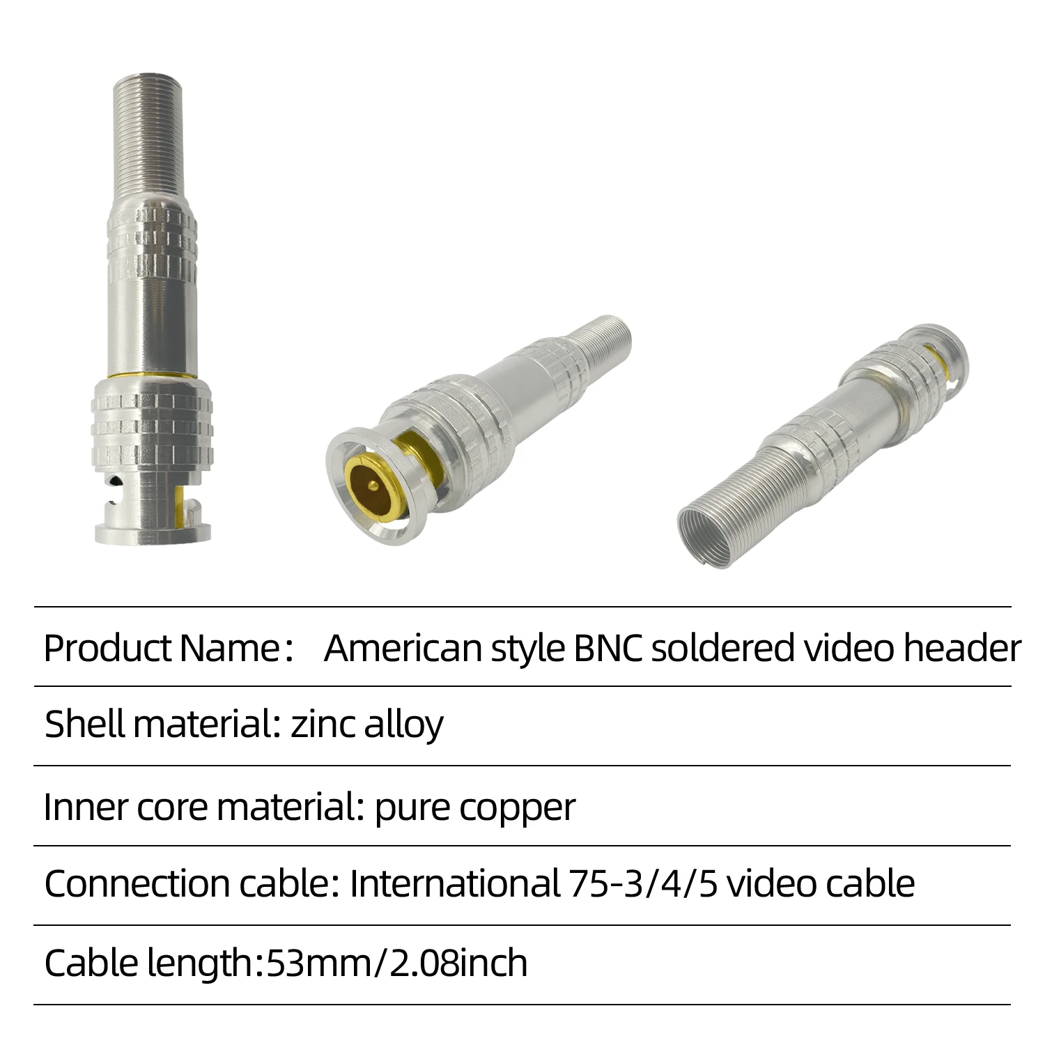 10pcs BNC to Q9 Solder Type Converter for 75-5 Surveillance Coaxial Cable CCTV Security System High Fidelity Video Connectors