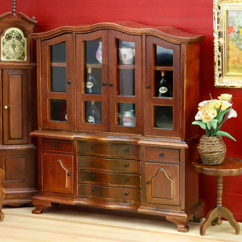 

1 Piece 1:12 Miniature Wooden Handicrafts Dollhouse European Classic Mini Cabinets Bedroom Furniture DIY Decoration