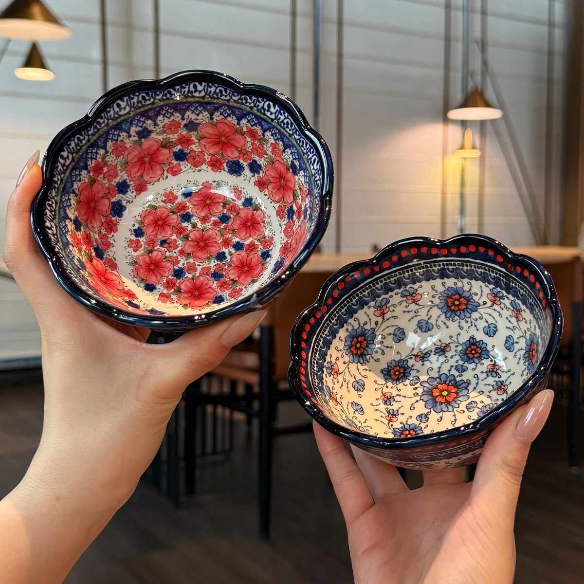 

Hand-Painted Cerc Bowl Vintage Rice Bowl Soup Bowl Pasta Bowl Dining Utensils for Lady Self-Use Floral Pattern