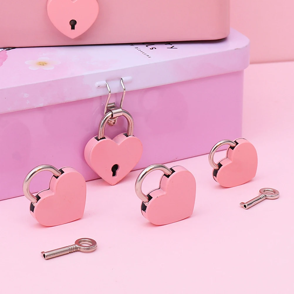 

2pcs Heart-Shaped Security Padlock Durable Metal Mini Lock For Suitcase Drawer Cabinet Dorm Door Outdoor Indoor Use
