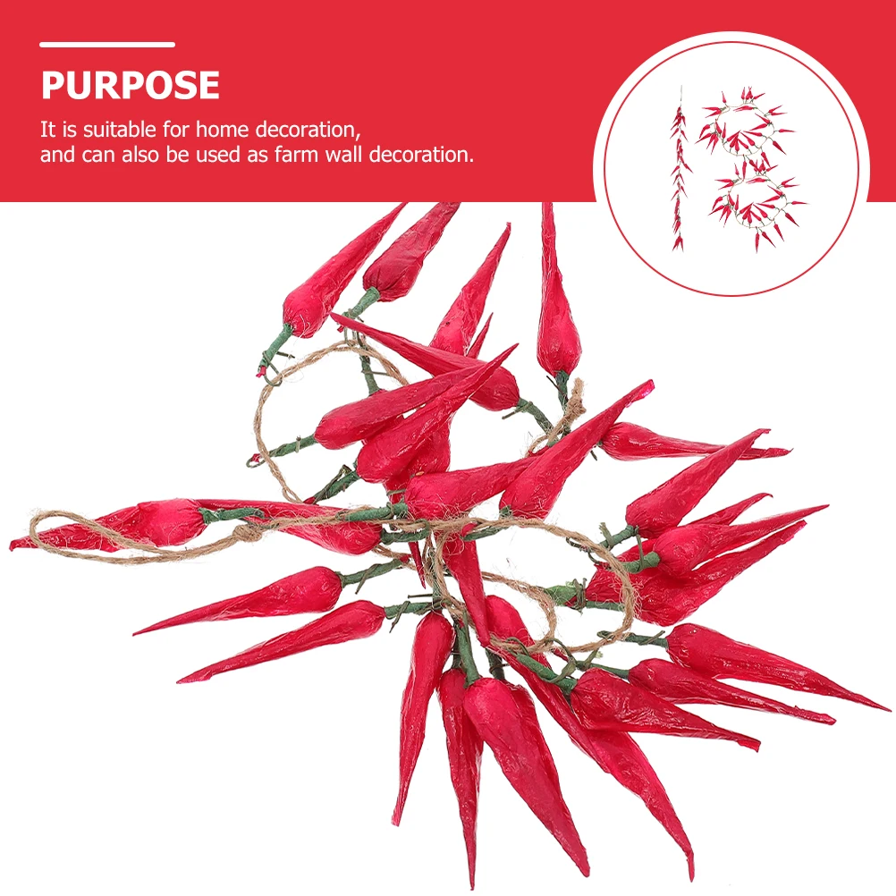 

Artificial Chili Pepper Decor Pendant Decoration Simulated Vegetables Wreath Red Food Props for Display