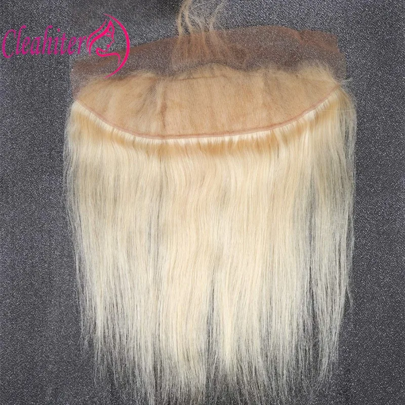 Human Hair 613 Honey Blonde 13x4 Lace Frontal Bone Straight Indian Virgin Hair Pre-Plucked Transparent Lace 150% Density