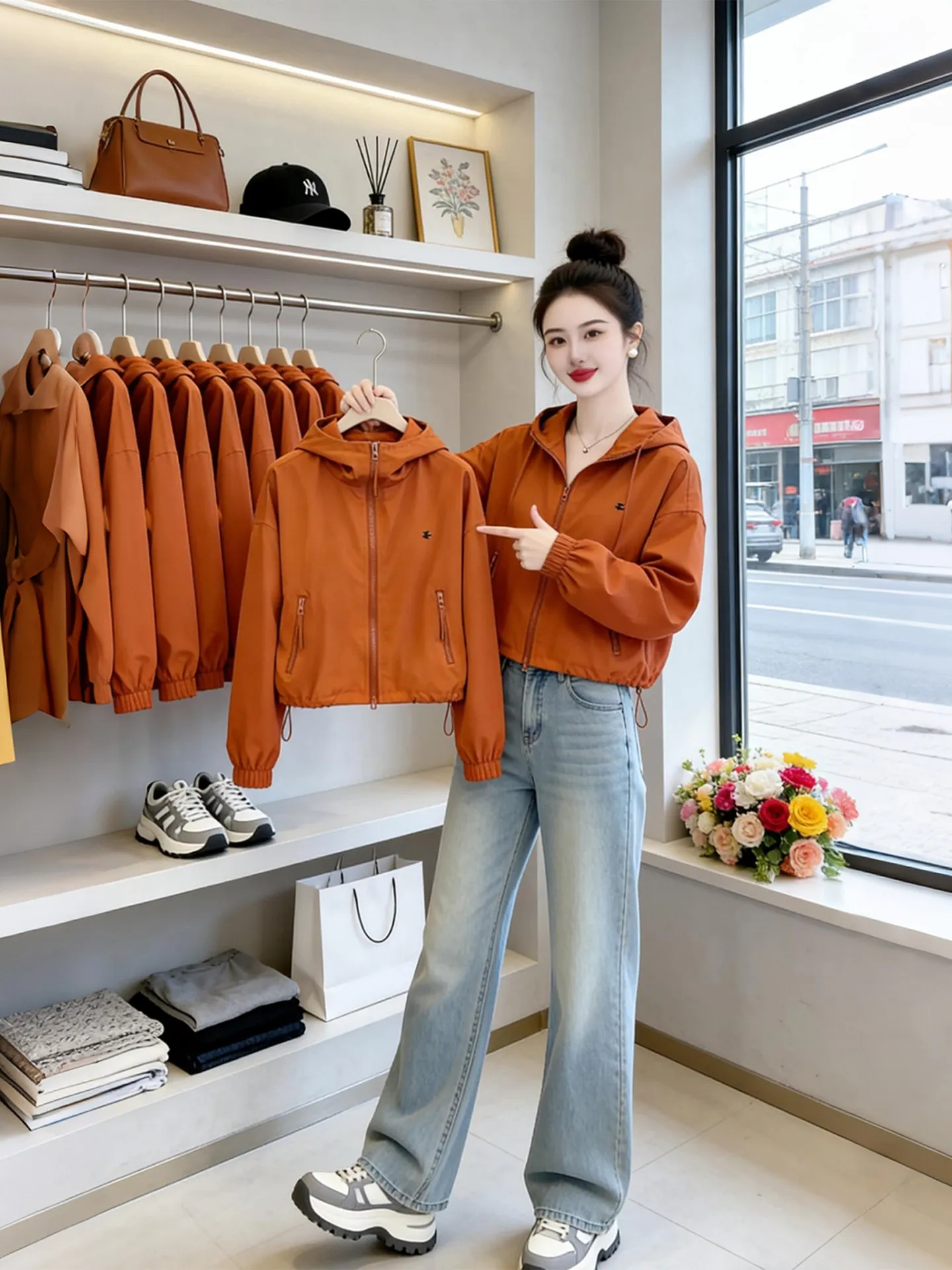 Casual Fashionable Hooded Zipper Sports Top Women's Short Outerwear Spring 2026 New Popular Style Commute Wind Resistant