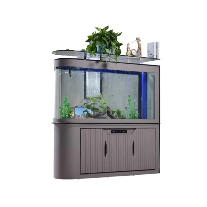 Pantalla de partición de tanque de peces tipo bala para sala de estar, luz moderna para el hogar, filtro de fondo grande para acuario de lujo