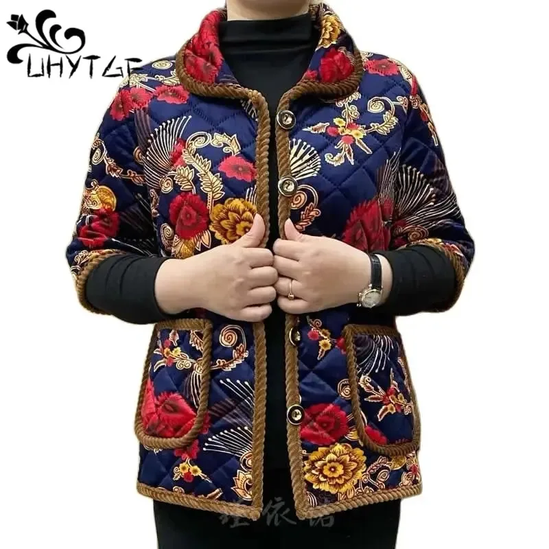 

Fashion Print Plush Warm Vest Coat Women's Half Sleeve Single Breasted Cotton Jacket Female Elegant MoM Large Size Waistcoat 561