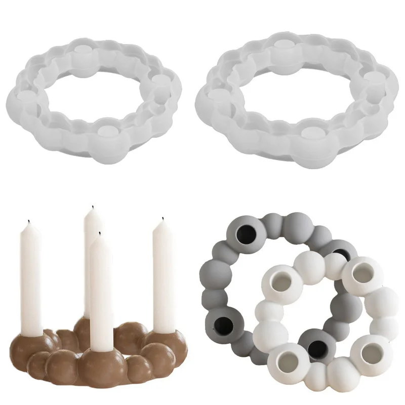 

2pcs Beaded Ball Candle Holder Silicone Mold, 4-Cavity Bubble Mold for Epoxy Resin, Plaster, DIY Wax Candle Stand and Decor