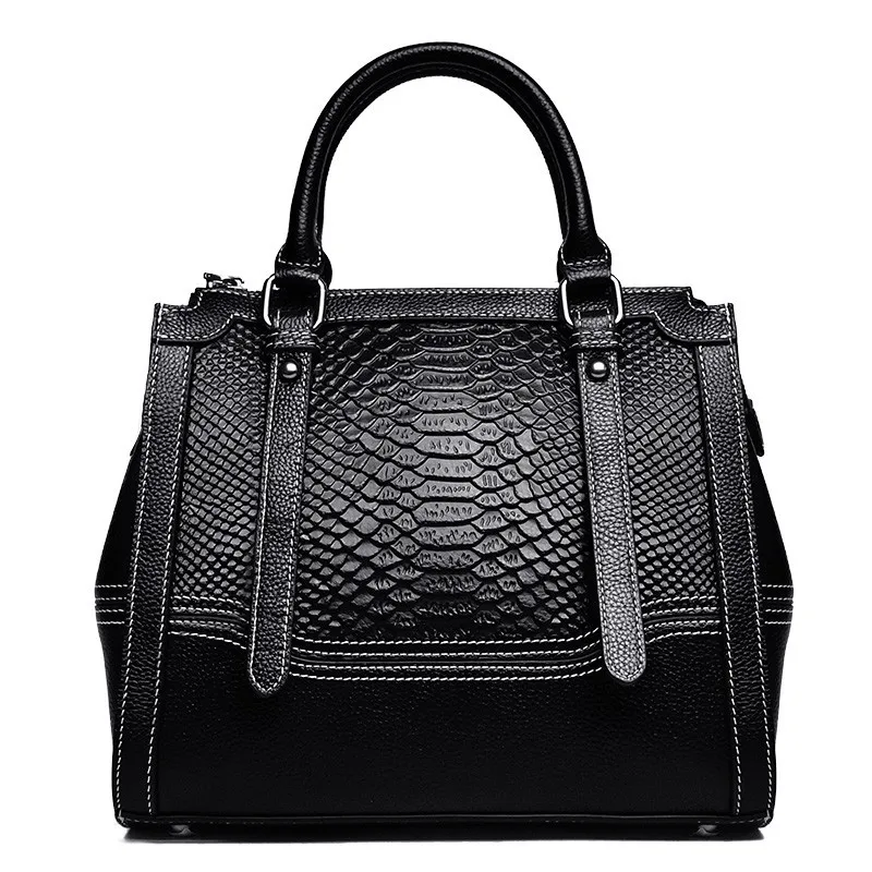 

Alligator Print Handbags Genuine Leather Women Chic Single Shoulder Bag Large Capacity Female Commute Shopping Crossbody Sac