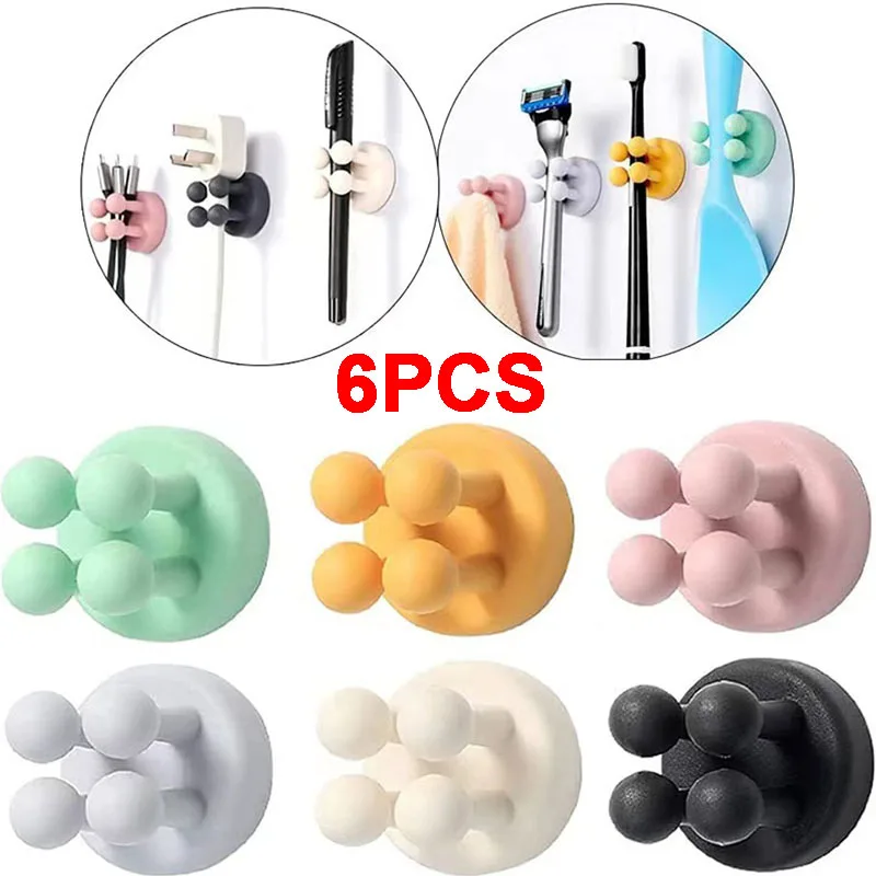 Self Adhesive Silicone Multi-Function Hook Bathroom Kitchen Wall Door Punch-Free Waterproof Hooks Key Towel Rack Storage Hook