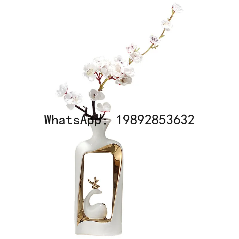 ZK New Chinese Style TV Cabinet Living Room Ceramic Vase Ornament High-End Elegant Home Decoration