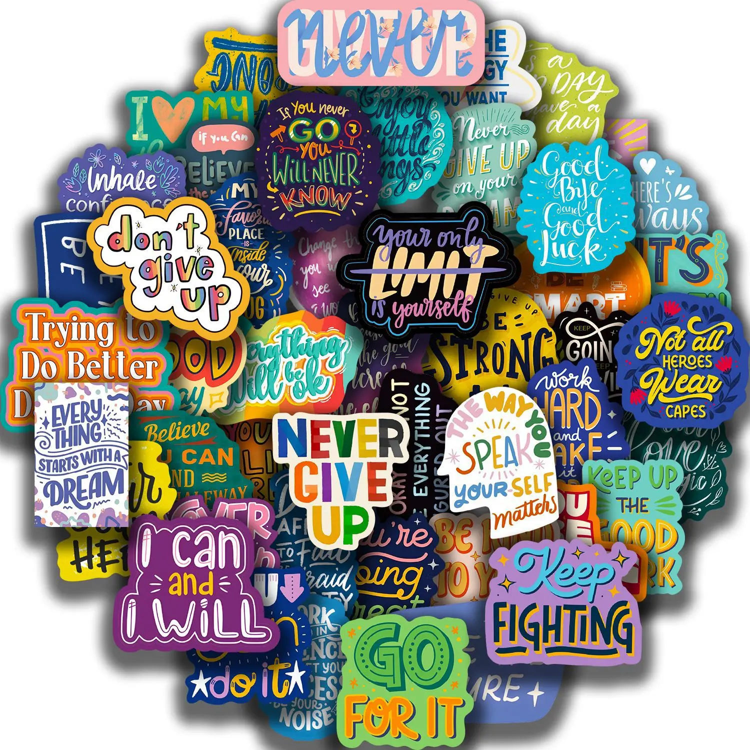 50 Uds pegatinas de frases motivacionales para monopatín guitarra maleta congelador motocicleta pegatina de Graffiti pegatina impermeable