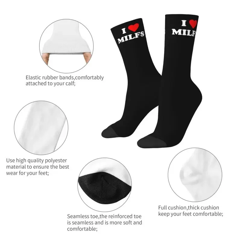 Ich liebe milfs Männer Frauen Crew Socken Unisex Mode i Herz milfs Kleid Socken atmungsaktive Basketball Socken