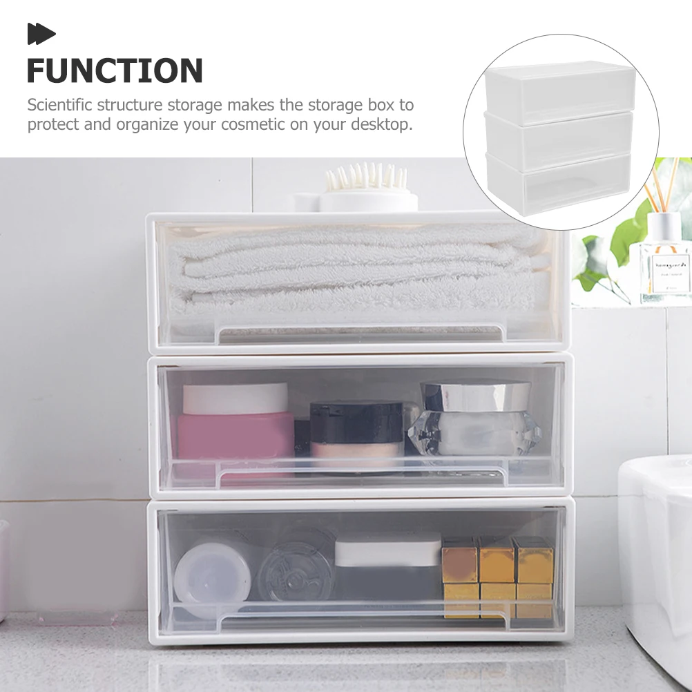

Three layer Storage Box White Vertical Desk Drawers ganizer Stackable Large Capacity for Cosmetics Jewelry Home Office desktop