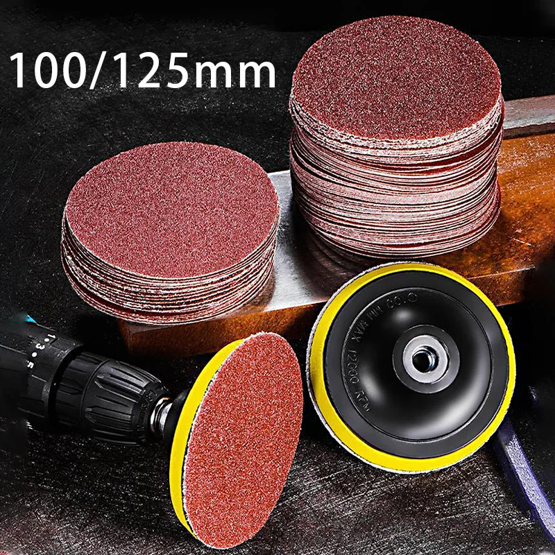 20pcs 4/5inch Nonporous Sandpaper 100/125mm Woodworking Metal Grinding Disc Abrasive Polishing Tool Dremel Accessories WholeGrit