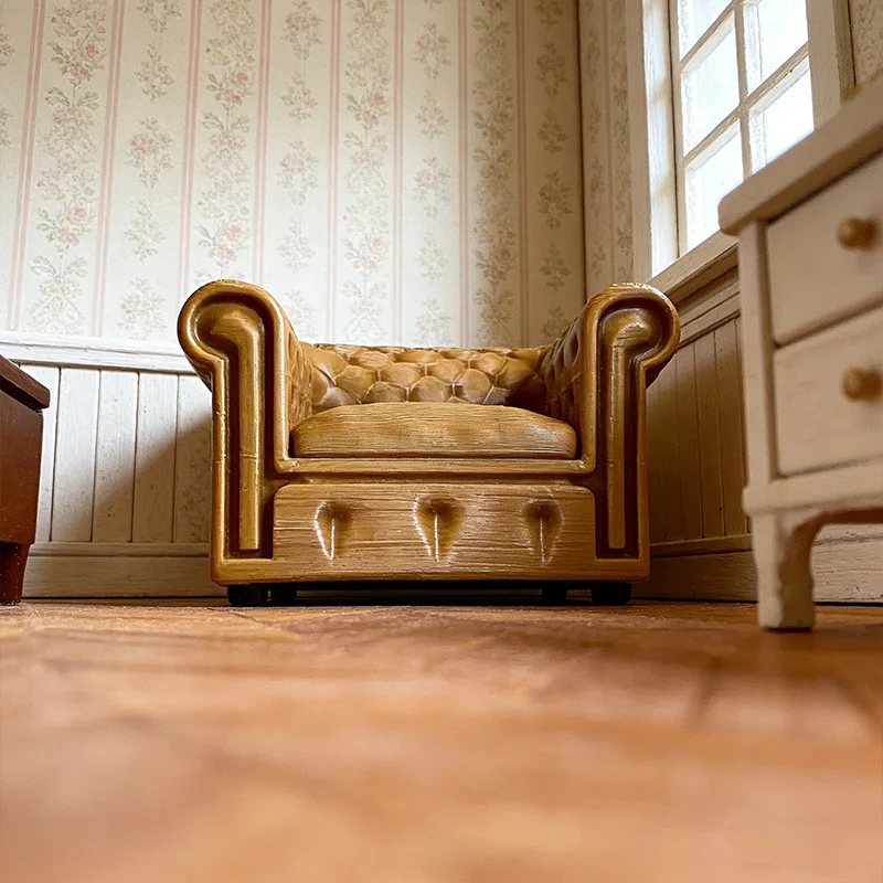 Mini Sofa Model 3D Printed Miniature Furniture Realistic Sofa Living Room Scene Accessory Dollhouse DIY Desktop Decoration