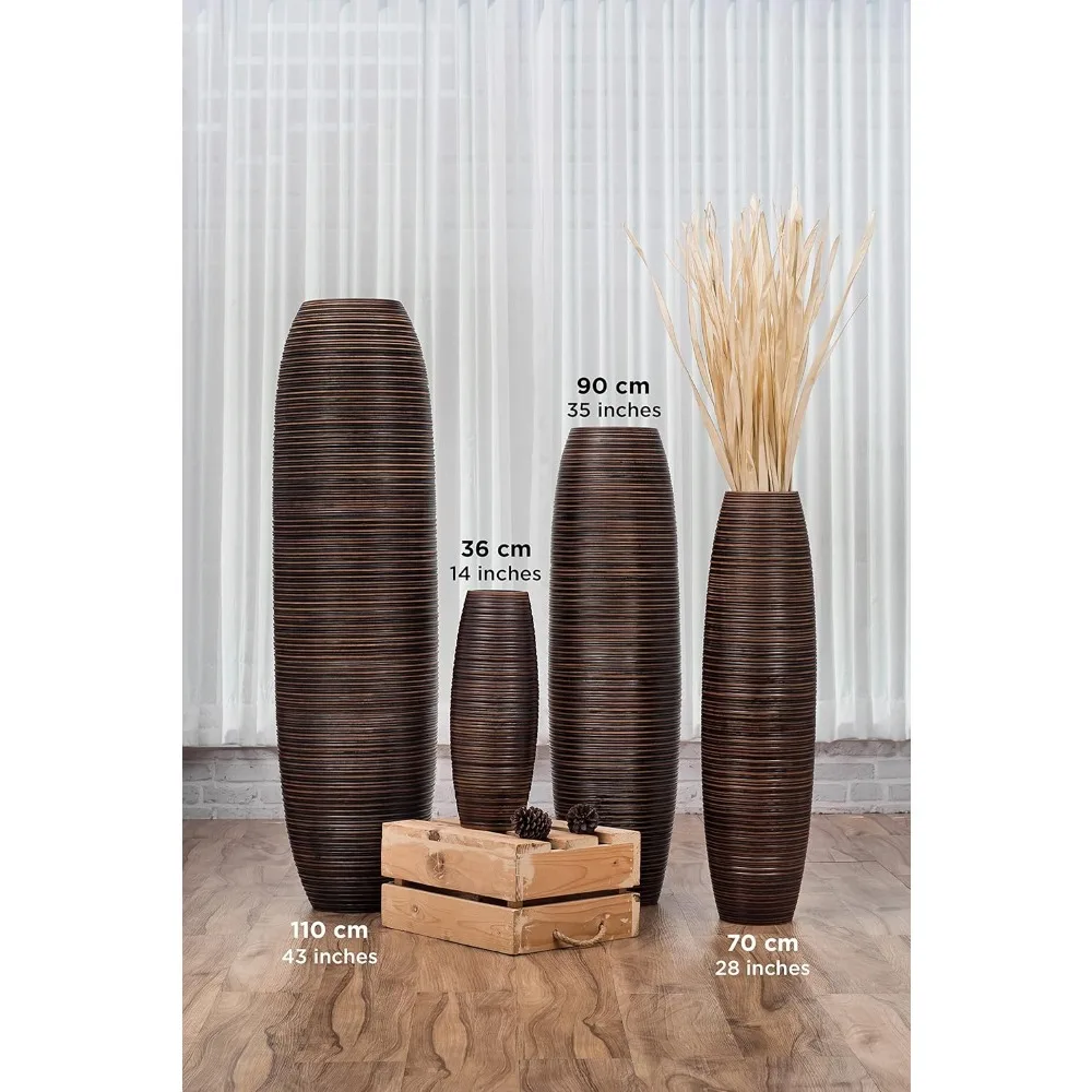 Florero rústico de piso alto de madera - 26 soportes decorativos para plantas artificiales y hierba de pampa