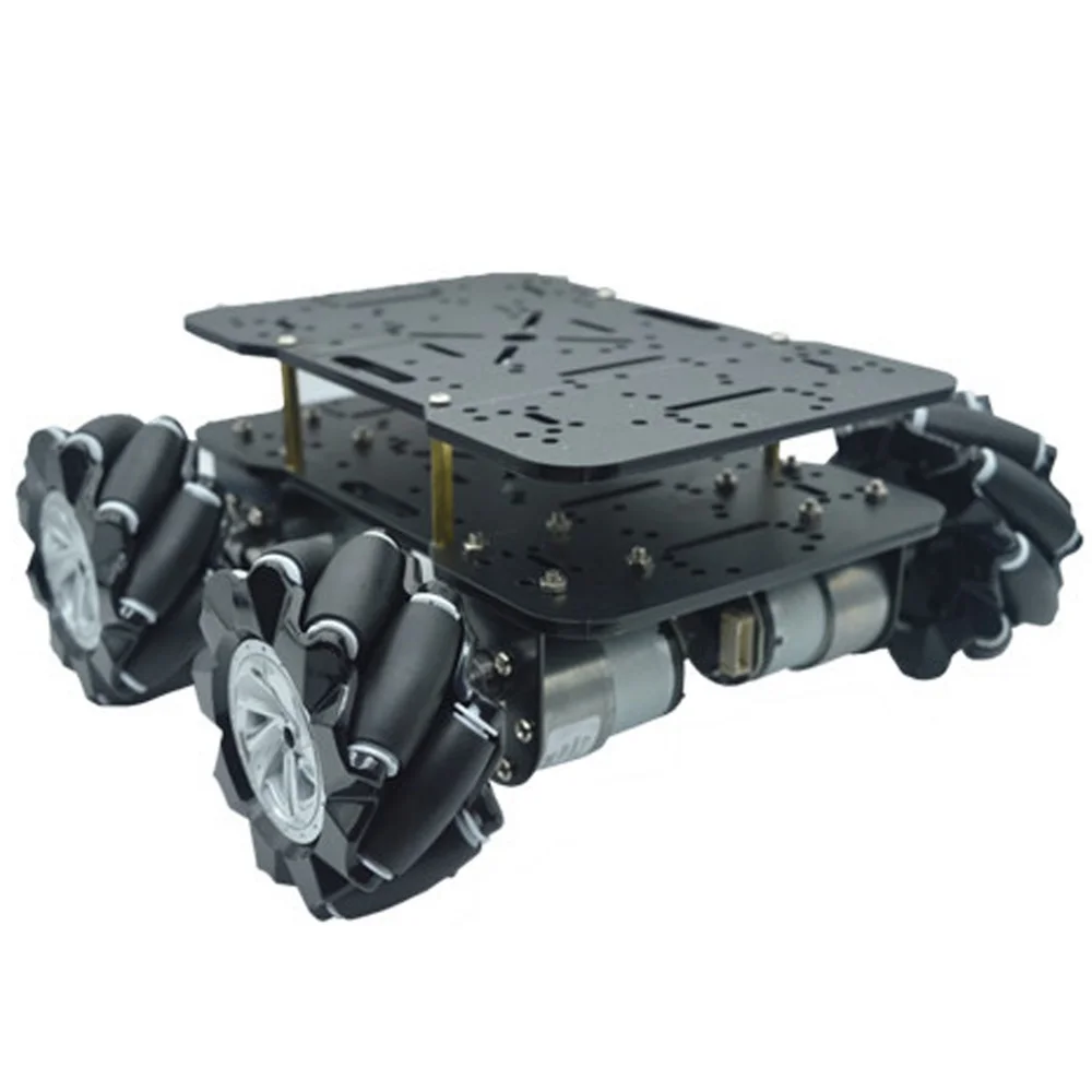 Kit Châssis de Voiture Intelligente 4x4 avec Moteur à Engrenages Encodeur 25GA 370 JGB37 520 DC 6V 12V, Moteur Anti-Obstacles et Roues Mecanum