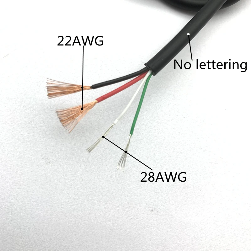 3A Data Line Type C/iOS Fast Charging Line DIY Repair Connector Data Transmission USB Power Cord 22AWG + 28AWG 4Core