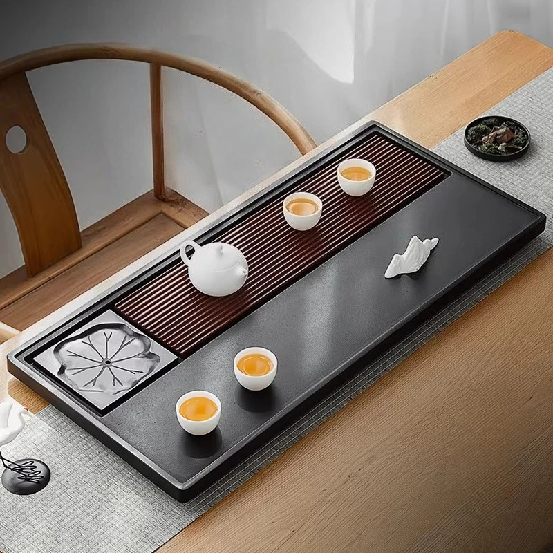 

Rectangle Long Tea Tray Luxury Office Valet Kitchen Chinese Living Room Black Tea Tray Hospitality Bandejas Home Decorationgs