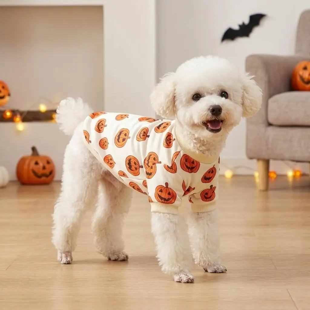 Halloween-Kürbis-Hundepullover, Haustier-Pullover, Welpen-Outfits, Party-Cosplay-Kostüm, Haustierkleidung für kleine und mittelgroße Hunde und Katzen – Detail 7