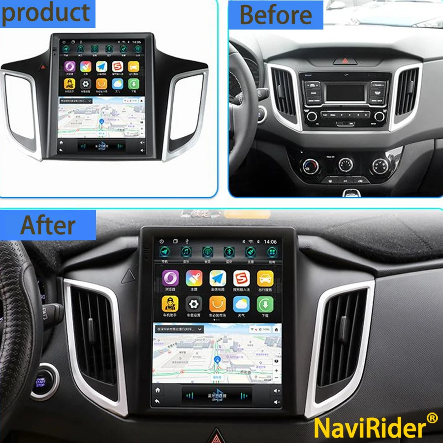 

10.4inch Tesla Screen Car Radios For Hyundai Creta 2018 Android 13Car Multimedia Video Player GPS CARPLAY Stereo DVD Head Unit