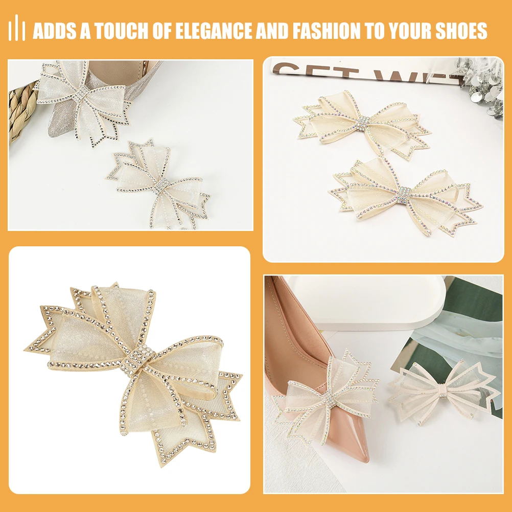 

2pcs Bow Shoe Decorations Beautiful Cloth Mesh Bridal Charm Jewelry Wedding Ladies Accessories Shoe Flowers Not Deform