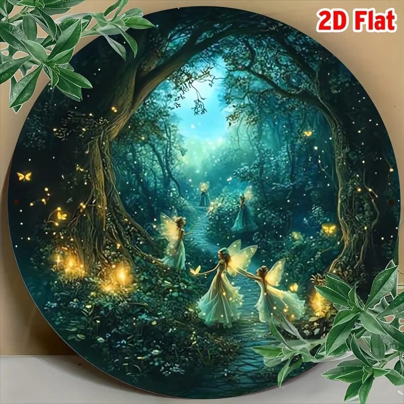 2D Flat, 2D Flat - Round 1pc Vintage Forest Elves 8x8