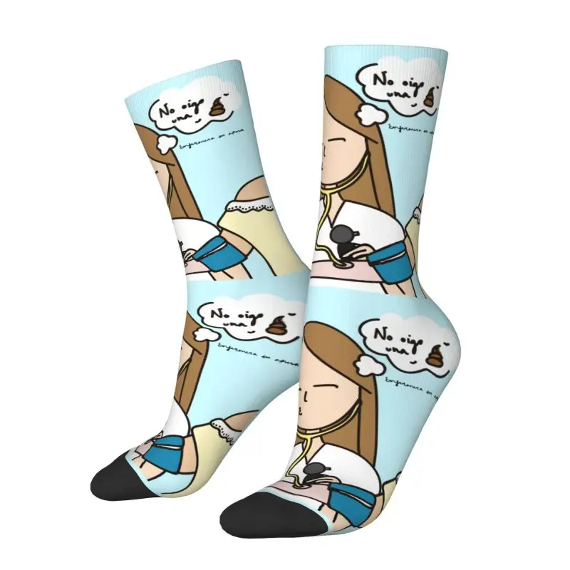 Cute Printing Enfermera En Apuros Doctor Nurse Medical Socks for Women Men Stretchy Summer Autumn Winter Crew Socks