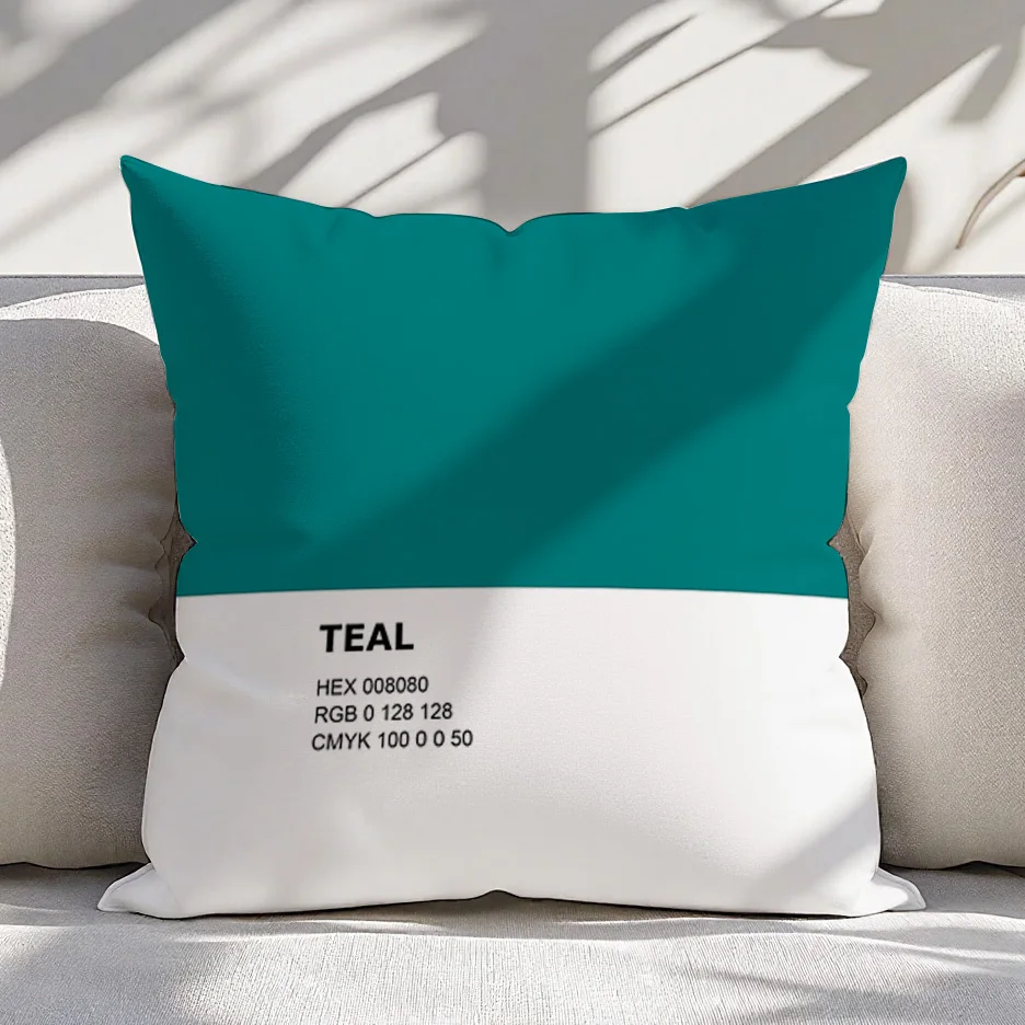 1pcs Minimalist Teal White Color Block Pillow Cover 45x45cm Decor Cushion Case Zipper No Insert
